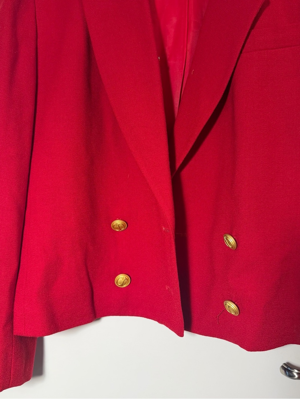 Vintage Christian Dior The Suit Red 100% Wool Double Breasted Blazer - Picture 9 of 9